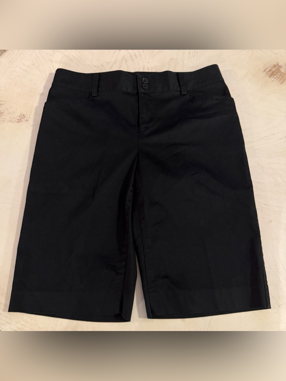 Ralph Lauren classic black flat front bermuda chino shorts sleek chic sz 6